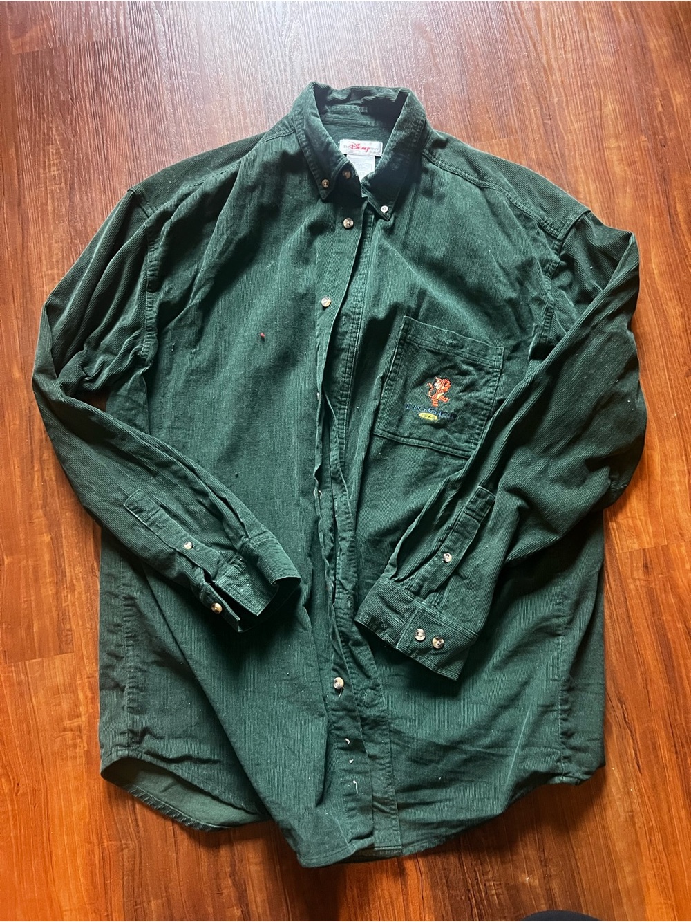 Vintage Disney Men's Tigger Green Corduroy Button Down